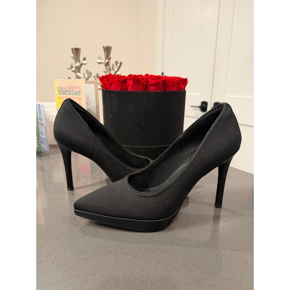 Cosy Island StyleFlex Pointed Toe Heeled Platform Pump Sz 8 Black EUC Comfort